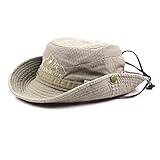 KeepSa Baumwolle Sonnenhut Herren Sommerhut UV Schutz Wanderhut Fischerhut Trekking Faltbar SafariHut mit Kinnband Outdoor Buschhut Hiking Bucket Hat