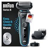 Braun Series 5 Elektrorasierer mit EasyClick Barttrimmer Aufsatz, Rasierer Herren Elektrisch Ladestation, EasyClean, Wet & Dry, rasierapparat, trockenrasierer, Made in Germany, 51-M4500cs, mintgrün