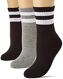 Nur Die 3er Pack kurze Retro Tennissocken Sport Socken mit Streifen aus atmungsaktiver Baumwolle Damen