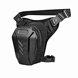 ERYUE Hüfttasche, Motorrad-Beintasche, Wasserdicht, Hartschale, Großes Fassungsvermögen, für Männer und Frauen, Outdoor-Reisen, Wandern, Radfahren, Schwarz (Kohlefaser)