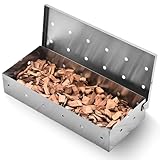 2 Stück Räucherbox, 22 × 9.7 × 4.3cm Edelstahl Räucherbox Gasgrill, Grill-Smoke Box, Grill Räucherkasten, Grillzubehör für Elektrogrilll, Grill und BBQ(Silber)