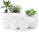 Utopia Home 10er-Pack Blumentopf 18/17/15/13/12 cm Übertopf mit Untertasse Für Küche, Balkon Blumentöpfe mit Untertasse Gartenpflanzen Sukkulenten, für Zimmerpflanzen Weiß.