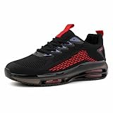 Hitmars Laufschuhe Herren Sportschuhe Turnschuhe Joggingschuhe Running Sport Schuhe Luftkissen Atmungsaktiv Gym Sneaker Fitness Trailrunning Schwarz-Rot 45