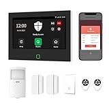 Mengshen WLAN-Alarmsystem, kabelloses DIY-Smart-Kit mit 17,8 cm großem Touchscreen, Bewegungsmelder, Türöffner, Türklingel, Fernbedienung mit Telefon-App-Benachrichtigung für Zuhause, Haus, Wohnung
