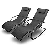 BITUXX Sonnenliege Gartenliege Relaxliege Schaukelliege Liegestuhl Schaukelstuhl (2 Liegen)(Schwarz)