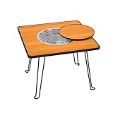 LNNLOO Tragbarer Grilltisch für draußen, Klappbarer Grill Solide und stabil, Aufbewahrungsregale für Gewürzflaschen, Grillbesteck (Color : Square Table)