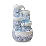 Innenbrunnen Cascade 4 Levels Jar Natural Stone Effect Farbe Licht farbenfrohe LED, außergewöhnliche Geschenkidee, H 31cm - Ganda Zen'light