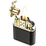 VVAY Vintage Benzinfeuerzeug, Kerosin Retro Echtleder Feuerzeug als Geschenk Cooles für den Mann (wird ohne Benzin verkauft)