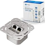 hb-digital 1x CAT 6a Netzwerkdose LAN Dose Universal Anschlussdose - 2X RJ45 Port - Aufputz/Unterputz Geschirmt EIA/TIA 568A&B 8P8C 10 Gigabit Ethernet Netzwerk – Signalweiß