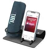 TXEsign Acryl-Desktop-Ständer, kompatibel mit JBL Flip 4/JBL Flip 5/JBL Flip 6/Beats Pill+/Bushnell Wingman/iPhone, transparenter Tischhalter für Bluetooth-Lautsprecher und Smartphone (Schwarz)