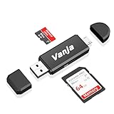 Vanja SD Kartenleser, USB Card Reader Micro SD Adapter, Kartenlesegerät für SD/SDXC/SDHC Karten, Speicherkartenleser Lesegerät Kompatibel mit Laptop und Handy