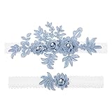 2 stücke Hochzeit Strumpfband Spitze Strass elastische brautstrumpfbänder für Brautjungfer Hochzeit zugunsten Dekoration blau
