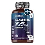 Magnesium Glycinat Kapseln mit Vitamin B6-180 vegane Kapseln - 1420mg Magnesiumbisglycinat mit 200mg elementarem Magnesium - Elektrolyte für Training, Fitness und Immunsystem - Von WeightWorld