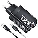 70W USB C Ladegerät, 3-Port Type C PD 3.0 GaN Netzteil USB C Netzteil 100W Kabel enthalten für MacBook Pro/Air, iPhone 16/15, Samsung Galaxy S24 S23 i-Pad Pro, Google Pixel, Lenovo, Dell, Steam Deck