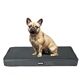 HMTOPE Orthopädisches Hundebett, 8cm Dicke Hundekissen für Kleine Hunde, Abnehmbar und Waschbar Hundematte, rutschfeste Unterseite, Wasserdichtes Innenfutter, 76 cm, Dunkelgrau