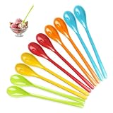 GIDWRIY 10 Stück Dessertlöffel Plastiklöffel Kunststoff,Eierlöffel Lange Joghurtlöffel Bunt,Teelöffel Farbig Eislöffel Cappuccino,Kaffeelöffel Mehrweg,Marmeladenlöffel Regenbogen,Longdrinklöffel
