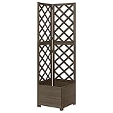 FUDUGEHMIOFWFJJ pflanztrog aussen Winterfest,deroma pflanzkasten Millennium,Eck-Spalier mit Pflanzkasten Grau 40x40x150cm Massivholz TanneGeeignet für Garten, Terrasse, Schlafzimmer, Wohnzimmer