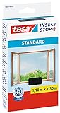 tesa Insect Stop STANDARD Fliegengitter für Fenster - Insektenschutz zuschneidbar - Mückenschutz ohne Bohren - 1 x Fliegen Netz anthrazit - 110 cm x 130 cm