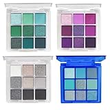 4 Pack/Set Eyeshadow Palette Set– 9 Colors Eye Makeup Kit, Black, Blue, Green, Purple Eyeshadow Shades, Convenient Portable Travel Eyeshadow Palette