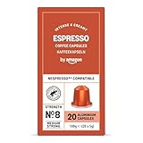 by Amazon Espresso-Kaffeekapseln aus Aluminium, kompatibel mit Nespresso, leicht geröstet, 20 Stück – Rainforest Alliance zertifiziert