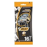 BIC 3 Action Rasierer Herren, 16 Einwegrasierer mit je 3 Klingen, mit Aloe Vera für eine schnelle sanfte Rasur
