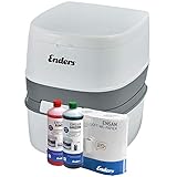 Enders Campingtoilette Supreme Green Set - komfortable Höhe - hoch - inkl. 1L Sanitärflüssigkeit + 1L Green Abwasserflüssigkeit + WC Papier (leicht löslich) - Chemietoilette - Mobile Toilette weiß
