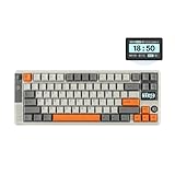 EPOMAKER RT85 Kabellose mechanische Tastatur mit Joystick & DIY-Bildschirm, 8000mAh, BT/USB/2.4Ghz, Gasket, Hot-Swap, PBT-Tastenkappe, 75% Gaming Tastatur (Retro-Weiß, Wisteria Linear)