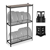 Relaxdays Reifenregal für 8 Reifen, HxBxT: 180 x 120 x 40 cm, 795 kg, Stahl, Stecksystem, Räderregal mit Ablage, schwarz