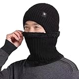 Strickmütze für den Winter – Kalte Samt-Mütze, kuscheliger Hut | Skimütze mit Beanien für kaltes Wetter für Männer, Frauen, Erwachsene, Skully für Tuque, warme Wintermütze, Abdeckung