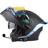 CUCKQUIC Modularer Bluetooth-Motorradhelm Mit Doppelvisier Und Mikrofon, DOT/ECE-Zulassung, Hochfeste Schale, Bequemes Und Atmungsaktives Futter K,XL=(61~62CM)