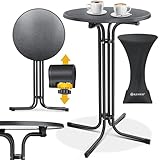 KESSER® Gastro Stehtisch klappbar Bistrotisch | Pulverbeschichtete Edelstahlplatte | höhenverstellbare Füße | Partytisch Tisch Ø 80cm | In- & Outdoor | Empfangstisch | Klapptisch inkl. Husse Schwarz