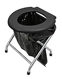 24ocean Mobile Klapptoilette Set Schwarz WC Klo Camping, Gestell Silber, 6 Einweg Beutel