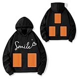Strick Weihnachtspullover Damen Herren Kapuzenpullover Winter Beheizter Pullover Mit Kapuze Unisex Hoody Beheizter Hoodie Mit 5 Heizung Outdoor Heizjacke Heizweste Wärmendes Sweatshirt (Black, XL)