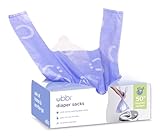 Ubbi Disposable Nappy Sacks, Lavender Scented, Easy-To-Tie Tabs, Baby Nappy Disposal, 200 Count