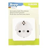 Kopp EUROPA Schutzkontaktsteckdose in Arktis-Weiß - Hochwertige 1-fach Unterputz-Steckdose 16A - Stilvolle IP20 Einbausteckdose ohne erhöhten Berührungsschutz - Steckdosen-Unterputz 250V~