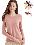 Chanyarn Damen Pullover 100% Reinem Kaschmir 2025 Herbst Winter Rundhalsausschnitt Super Warm Weich Leicht Langärmelig (Rosa,L)