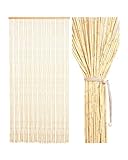 Ezcasch 90x190cm Bambusvorhang Türvorhang - 52 Stränge Beige Retro Holzperlenvorhang - Handarbeit Natur Türvorhang Fadenvorhang als Insektenschutz Fliegenschutz für Schlafzimmer Wohnwagen Camping