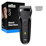 Braun Series 3 Elektrorasierer Herren – Rasierapparat mit 3 Flexiblen Klingen, 30 Minuten Akkulaufzeit, Trockenrasierer für Männer – 300s, Grau