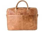 HOLZRICHTER Berlin Tragetasche No 1-1 (M) camel-braun - Große Briefcase-Aktentasche & Laptoptasche handgefertigt aus Premium-Leder