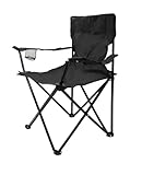 Spetebo Camping Klappstuhl mit Getränkehalter - schwarz - Campingstuhl klappbar mit Tragetasche - Stuhl faltbar für Festival Freizeit Garten Angler Sessel Belastbarkeit bis 100 kg