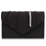 Milisente Clutch Damen, Elegante Samt Clutch Umschlag Crossbody Klassisch Clutch Tasche Abendtasche Hochzeit (Schwarz)