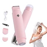 Yootiko Damen Rasierer, IPX6 Wasserdichter Intimrasierer Elektrisch, 2-in-1 Bikini Rasierer für Gesicht und Körper, Hautfreundlicher Damen Rasierer für Reise und Alltag (Rosa)