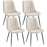 SONGMICS Esszimmerstuhl 4er Set, Küchenstuhl, Polsterstuhl, bis 120 kg belastbar, Stahlbeine, Gebogene Rückenlehne, für Esszimmer, Küche, cappuccinobeige-tintenschwarz LDC090LH01-2J