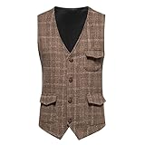 Ärmellose Herren-Weste, Baumwolle, V-Ausschnitt, Business-Anzug, schmale Passform, Tweed, modisch, leger, normale Passform, Smoking, Weste, Herren-Business-Kleid, Tweed, Anzugweste, Hochzeitsweste