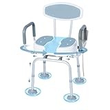 Bostar 360° Drehbarer Duschstuhl Duschsitz, Duschhocker Badhocker 45.5-56cm Höhenverstellbar 47-51cm Breitenverstellbar 136KG Belastbar mit Anti-Rutsch Füße/U-förmiges Designfür Senioren Badewannen