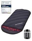 KingCamp Schlafsack,Schlafsack Winter, 4 Jahreszeiten Schlafsack XXL Übergröße Baumwoll Flanell für Erwachsene Outdoor und Camping, Warm leicht,drinnen und draußen, (Schwarz)