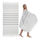 Winthome Hamamtuch Weich- Strandtuch Leicht Platzsparend, Handtuch Saugstark, Schnelltrocknend, Badetuch Baumwolle Sandfrei Vielseitiges für Damen Herren Saunahandtuch Strandkleider (1 Pack, 75x150cm)