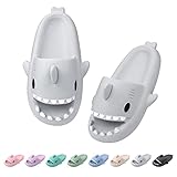 Dsaren Shark Slides Unisex Hai Hausschuhe Badelatschen Sommer Rutschfest Cloud Slides Herren Damen Soft Shark Slippers Badeschlappen Dusch Badeschuhe Strand Sandalen (40/41EU, Grau)