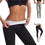 Merlvida Schwitzhose zum Abnehmen Sauna Hose Damen Hot Thermo Sweat Jogginghose Schwitz Leggings Damen High Waist Sporthose Schweiß Schwitzanzug Shape Laufhose Sportleggins für Gym, Yoga, Fitness