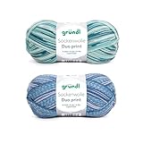 Gründl Wolle Sockenwolle Duo - Strickgarn für 2 Paar Socken - Strapazierfähig und hautfreundlich - 75% Schurwolle, 25% Polyamid - 2 Knäuel 100 g / 420 m - Nadelstärke 2,5-3 - blau